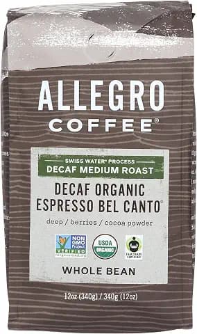 Allegro Coffee Decaf Organic Espresso Bel Canto